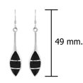 thumbnail image 4 of Teardrop Mosaic Stripes Black Onyx Inlay Sterling Silver Dangle Earrings, 4 of 5
