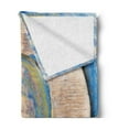thumbnail image 2 of Letter Q Soft Flannel Fleece Throw Blanket, Worn Look Soft Colored Writing Natural Vintage Background Design Uppercase, Cozy Plush for Indoor and Outdoor Use, 50" x 70", Pale Brown Blue, by Ambesonne, 2 of 5