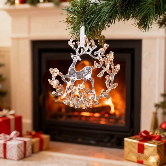 Acrylic Ornaments for Christmas Tree,Hanging Figurine Ornament Decorative Deer Ornaments for Home Xmas Tree Party Supplies,Acrylic Christmas Ornaments(Reindeer 01)