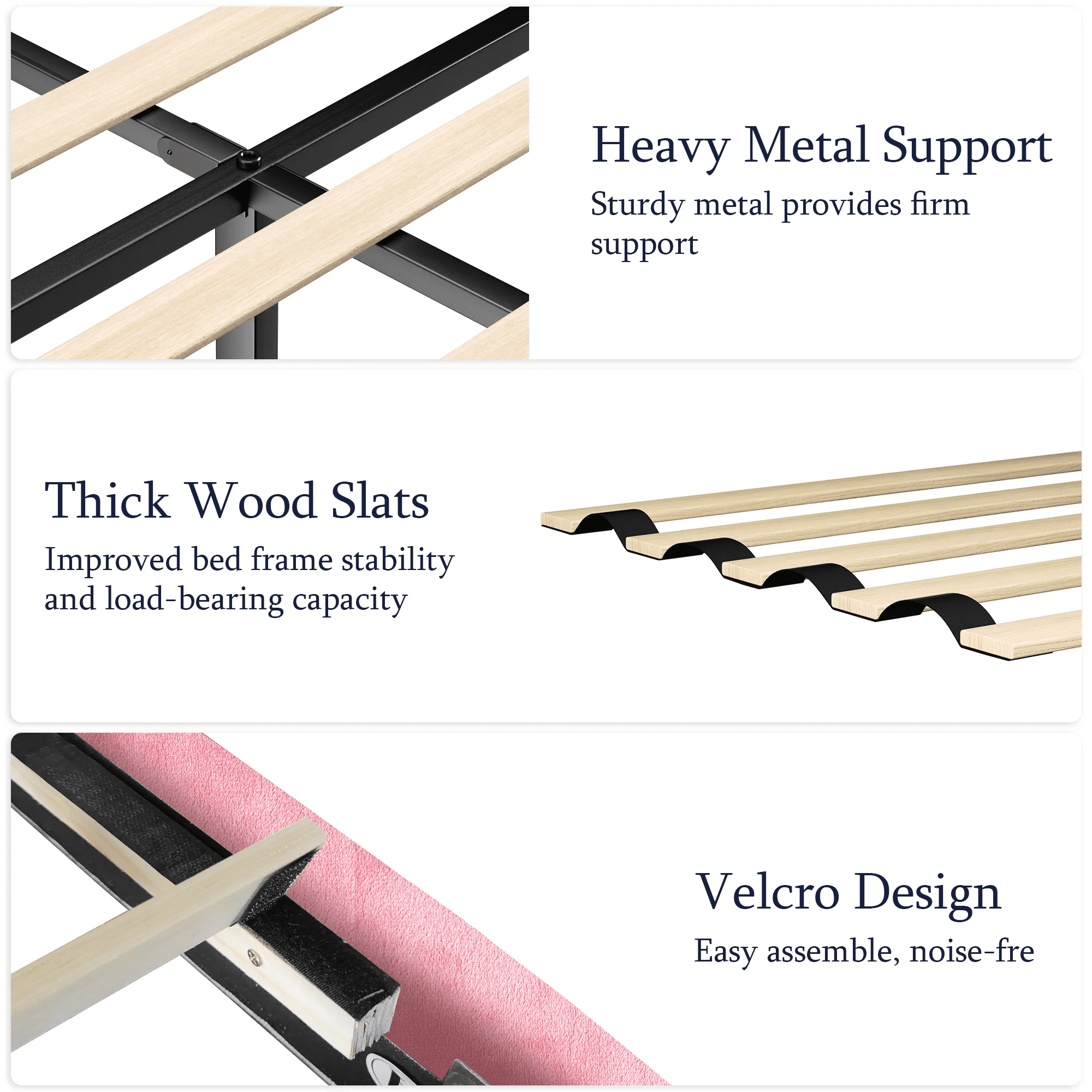 VIPLOV Pink Bed Frame,King Size Bed Frames with pholstered Headboard, Easy Assembly, Pink
