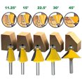 thumbnail image 3 of 5pcs/set 8mm Chamfer Bevel Router Drill Bit 11.25 15 22.5 30 45 Degree Countersink Woodworking Tools, 3 of 5