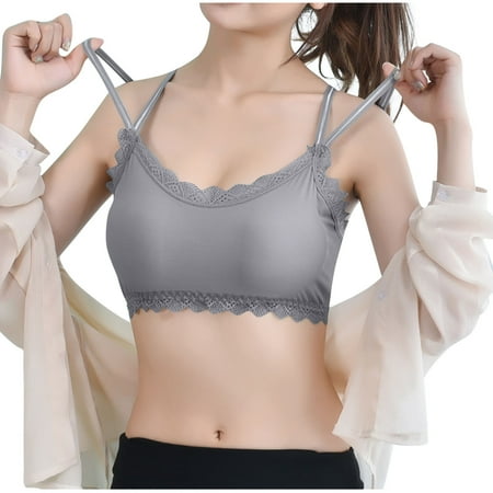 YUGYXL Womens Sports Bralettes Minimizer Bra No Rims Cross Straps Anti Sagging Bras Lifting and Smoothing Seamless Bra Workout Tank Bras Gray XL
