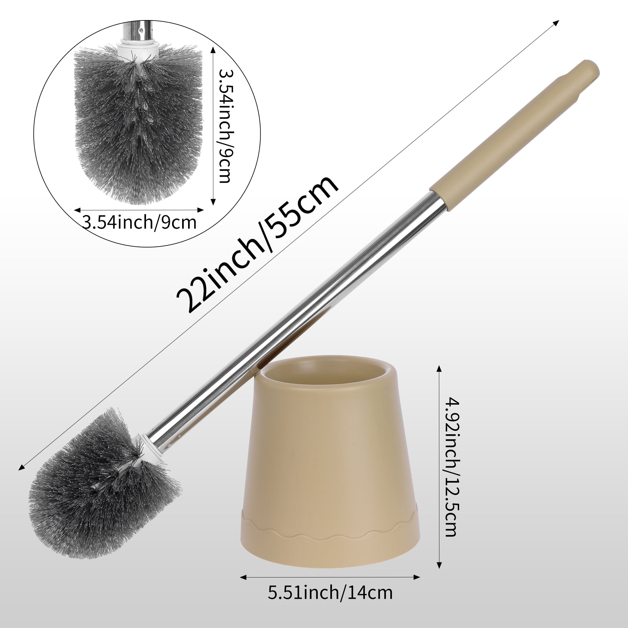 REGALWOVEN Toilet Brush Round Head Stainless Steel Durable Grip Handle Compact Size Toilet Bowl Brush Holder Bathroom Essentials Yellow 2pk