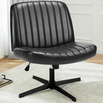 MAYEERTY Armless Criss Cross Chair Office Chair Vanity Chair for Bedroom Office，Black