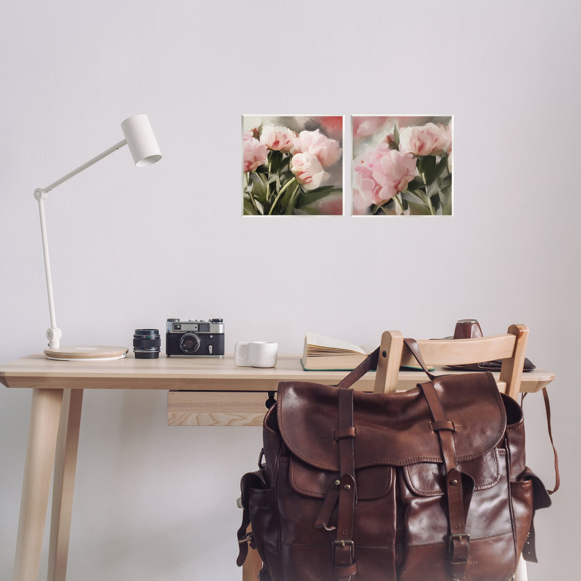 Stupell Industries Soft Pink Peony Arrangement Plants & Flowers Painting Unframed Art Print Wall Art, 12 x 12, Set of 2