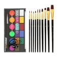 thumbnail image 3 of Kit de pintura facial y corporal de 18 colores con 10 pinceles para maquillaje de Halloween Mezcla de 18 colores, 3 of 8