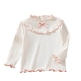 thumbnail image 5 of Mnyotv Cute Bow Ruffle Tops for Girls Fall Clothes Long Sleeve Thermal Undershirts Top Size 12-18 Months, 5 of 7