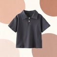 thumbnail image 4 of ATOGUTA School Shirt Boys Kids Casual Collared Short Sleeve Loose Basic Tee Tops Gray, Size 2T-14, 4 of 6