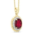 thumbnail image 3 of Gem Stone King 14K Yellow Gold Pendant 1.45 Ct Oval Red Mystic Topaz White Diamond, 3 of 5