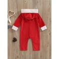 thumbnail image 4 of Christmas Romper for Baby Boys Girls Long Sleeve Button Jumpsuits Long Pants Romper with Hood, 4 of 8