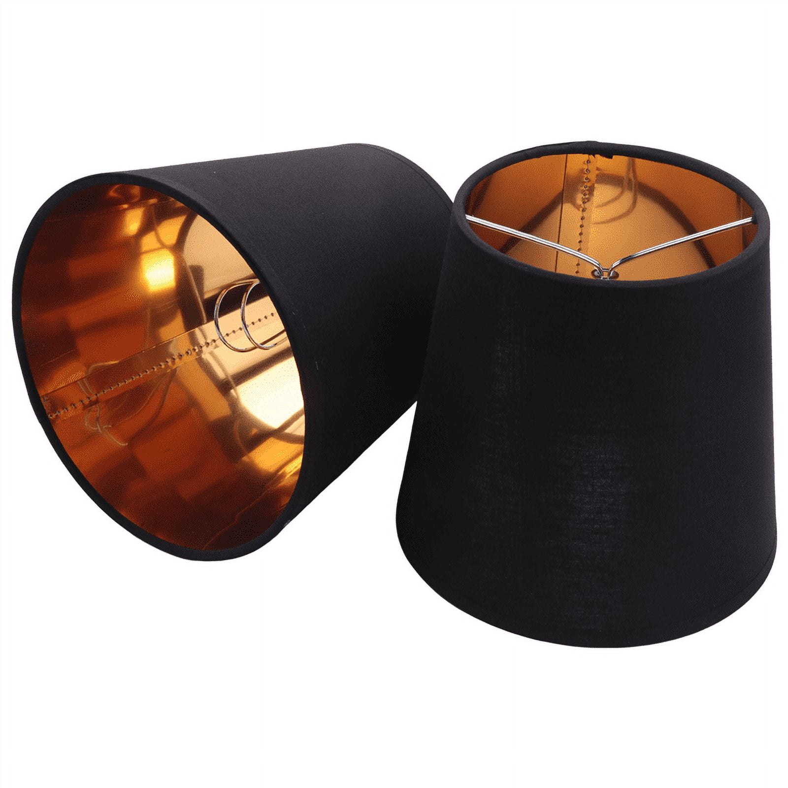 Black Lamp Shades with Gold Lining Clip on Light Candle Chandelier Lampshades, Set of 6