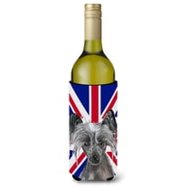 Chinese Crested with English Union Jack British Flag Wine Bottle Hugger