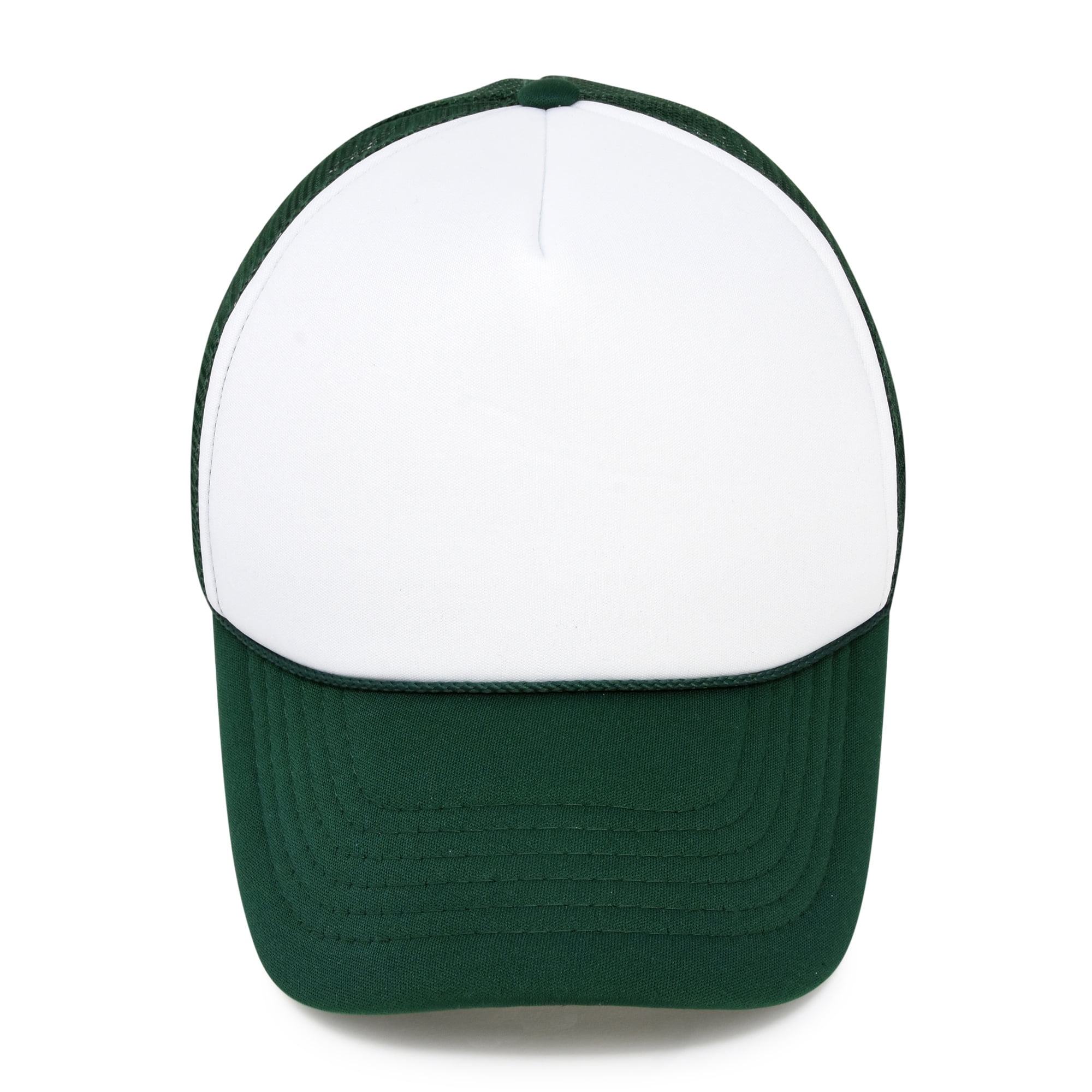 green and white trucker hat