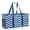 Chevron Navy, variant on Extra Large Utility Tote Bag - Oversized Collapsible Reusable Wire Frame Rectangular Canvas Basket with Two Exterior Pockets - Chevron Navy