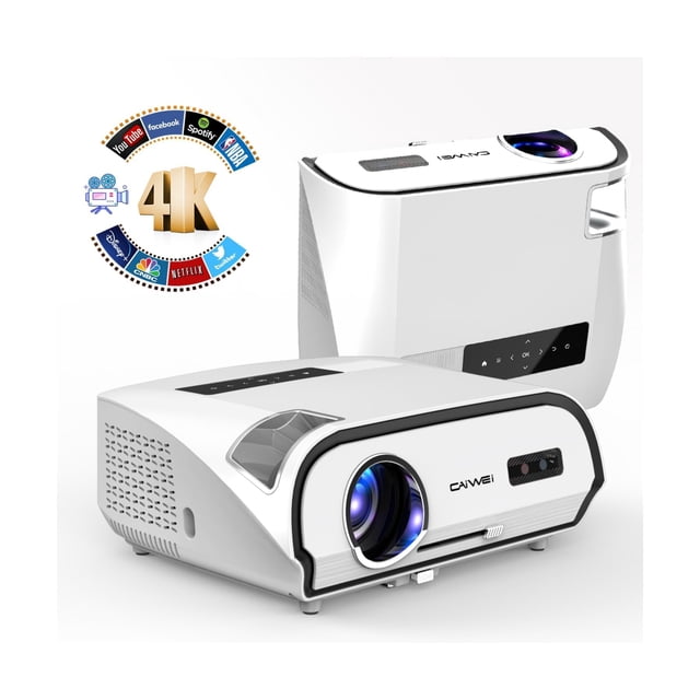 Proyector de películas CAIWEI Ultra HD 4K, 1400 lúmenes, pantalla de 300 pulgadas