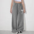thumbnail image 5 of Nekdswn Girls Wide Leg Sweatpants Bow Print Baggy Athletic Pants with Pockets Teen Grils Fleece Lined Drawstring Waist Sweat Pants, 5 of 8