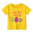 thumbnail image 1 of MIASHUI Haut à Manches Courtes pour Garçons et Filles, T-Shirt Graphique de Pâques, Col Rond d'Été, Jaune, 3-4 Ans, 1 of 4