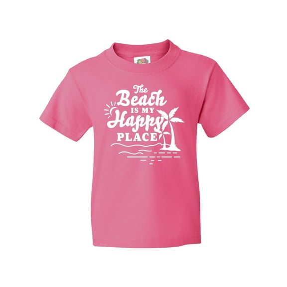 Inktastic The Beach is My Happy Place with Palm Trees Youth T-Shirt