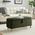 thumbnail image 4 of Othniel 39.5" Green Boucle Storage Ottoman Bench Wood Legs Modern Footrest for Living Room Bedroom, 4 of 9