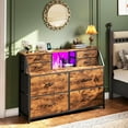 thumbnail image 4 of CRXX Dresser for Bedroom with Power Strip & LED, 8 Drawers Dresser with Extra 2 Open Shelves for Storage & Organization, Small Chest of Drawers for Closet, Hallway,Entryway-Rustic Brown, 4 of 10