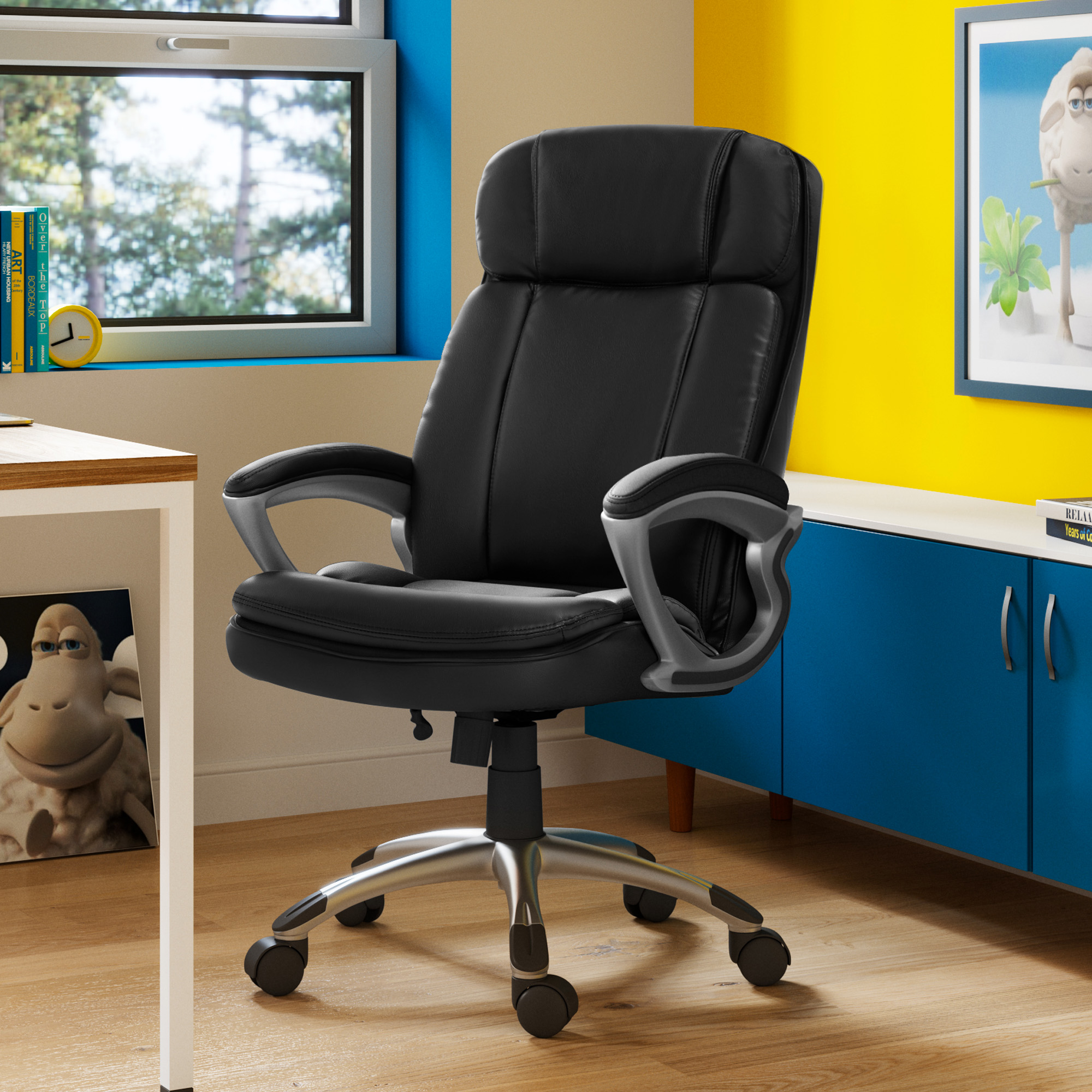 Serta Puresoft Faux Leather Big and Tall Executive Office Chair, Black - image 2 of 22