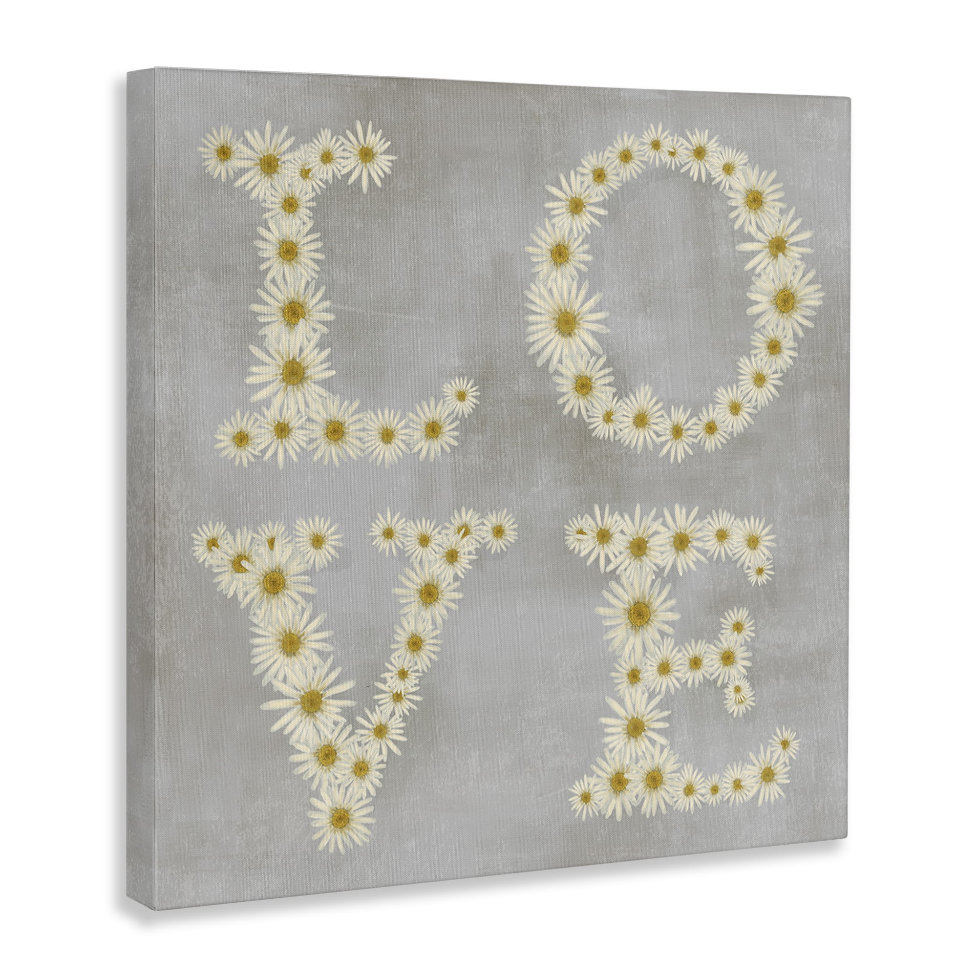 Stupell Industries Love Daisy Typography Plants & Flowers Painting Wrapped Canvas Art Print Wall Art, 17 x 17