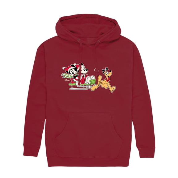Disney - Mickey Sledding - Men's Fleece Hoodie Sweatshirt