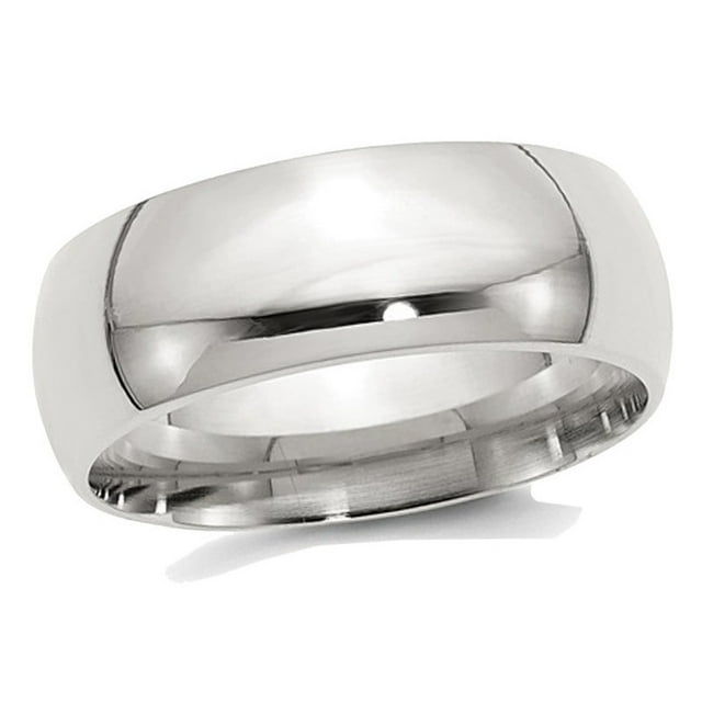 Mens Sterling Silver 8mm Comfort Fit Wedding Band Ring
