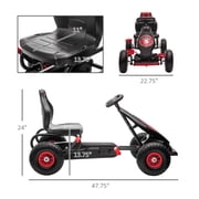 Aosom Ergonomic Pedal Go Kart Kids Ride-on Toy, Pedal Car with Tough, Wear-Resistant Tread, Go Cart Kids Car for Boys & Girls, Ages 5-12, Red