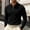 Black, variant on Men's Solid Color Waffle Knit Quarter Zip Pullover Long Sleeve Polo Sweater Slim Fit Casual Tops, L