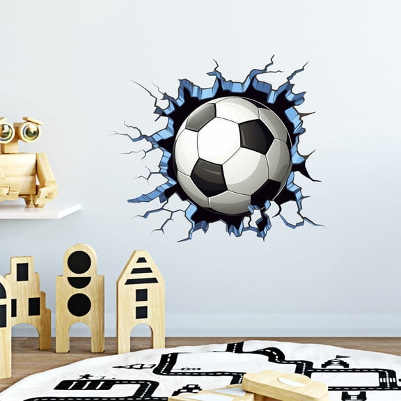 Linnome Soccer Ball Wall Decal Sticker Set for Bedroom Game Room Decor Sports Theme Peel and Stick Removable Background Art