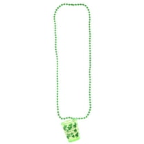 Way To Celebrate St. Patrick's Day Green Beaded Necklace with Shot Glass