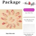 thumbnail image 2 of LAICAIW RUNRAYAY 24Pcs Nude Coffin False Nails Medium with Rhinestone, Press on Nails with Gradient Pink Designs, Stick on Nails for Women, Acrylic Fake Nails Coffin with Line for Women Nails Art, 2 of 5