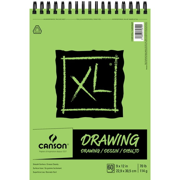 Canson XL Series Drawing Paper Pad, Top Wire Binding, (70lb/114g), 60 Sheet, 9" x 12"