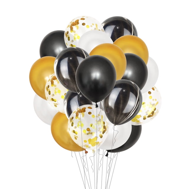 20 globos marmoleados con lentejuelas de ágata, globos decorativos para fiestas, suministros para bodas, cumpleaños, lentejuelas doradas, ágata negra, dorado, negro y blanco.