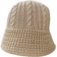 thumbnail image 3 of CoCopeaunts Bucket Hats for Men LCE Hemp Thread Vintage Hand Knitted Hats Wide Brim Shade Breathable Cable Twist Fisherman Hat, 3 of 8
