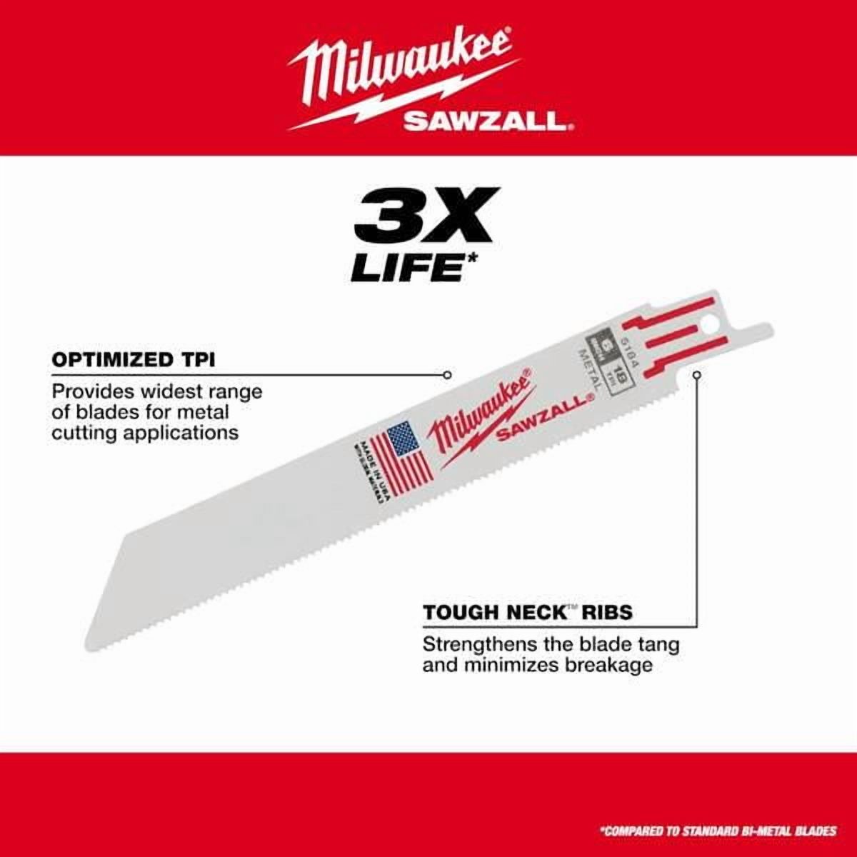 Milwaukee 5-Pack 6  18 TPI SAWZALL Blades