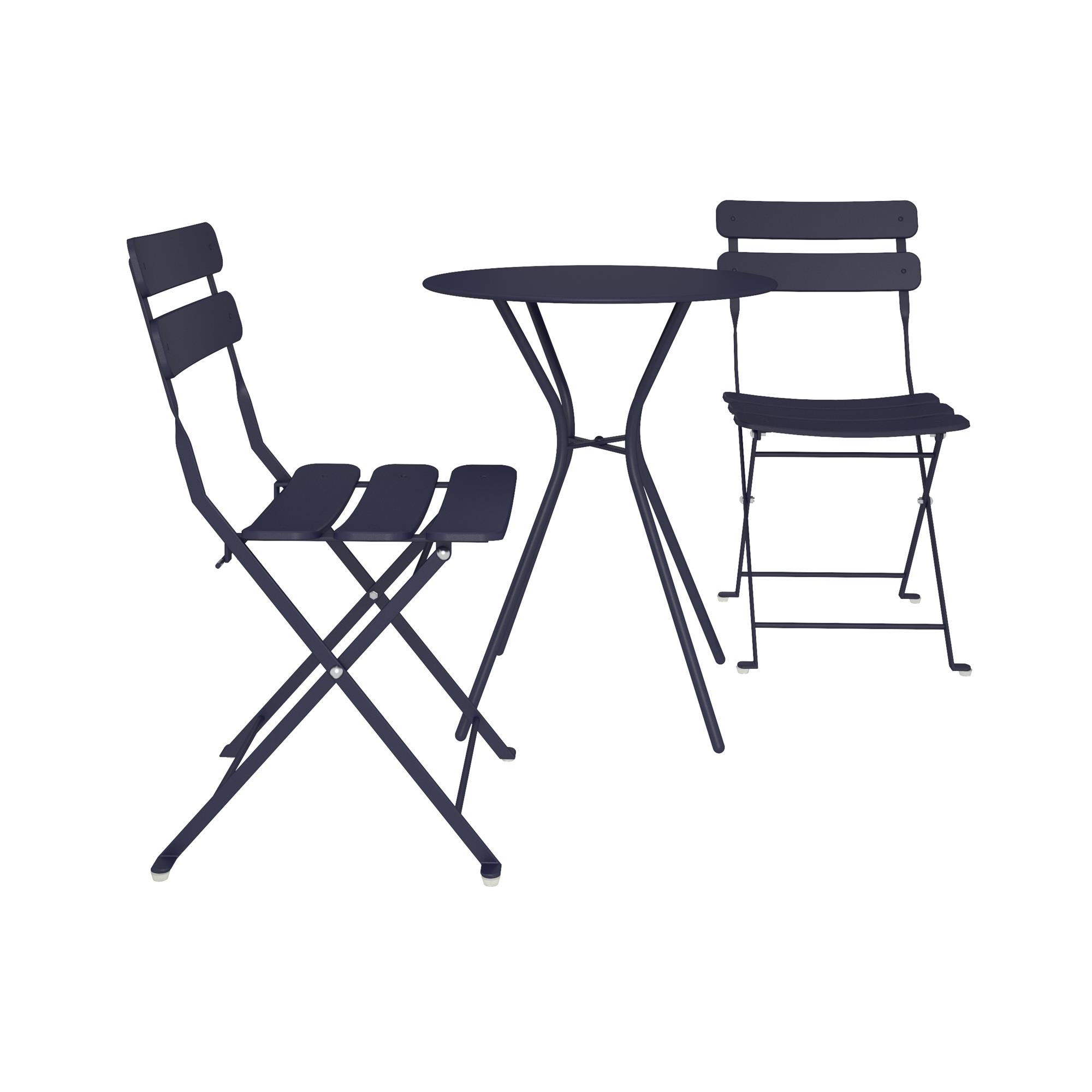 COSCO Outdoor Living, 3 Piece Bistro Set with 2 Folding Chairs, Navy - image 3 of 7