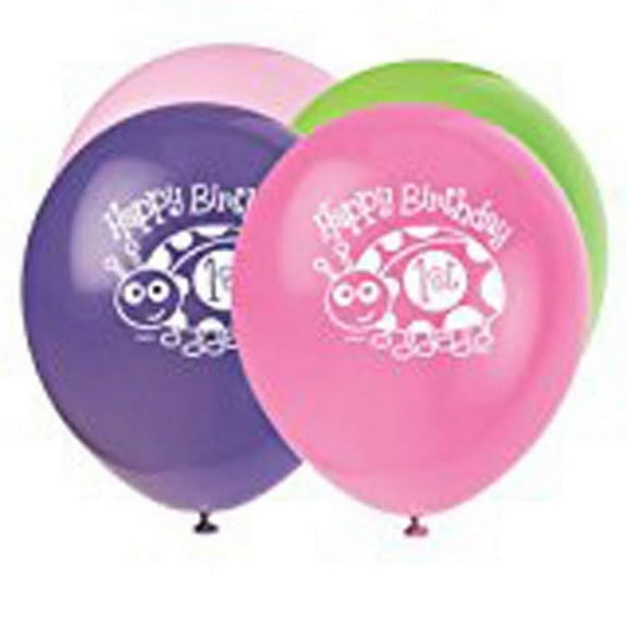 12" First Birthday Ladybug Balloons, 8pk