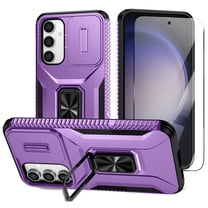 Dteck Phone Case for Samsung Galaxy S23 FE, Military Grade Samsung Galaxy S23 FE 5G Case with Screen Protector with Slide Camera Protector Cover, Built-in Magnetic Ring Kickstand,Purple