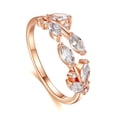 thumbnail image 5 of Open Mouth Copper Leaf Zircon Ring For Women, Electroplated Rose Gold or White Gold Finish, 5 of 5