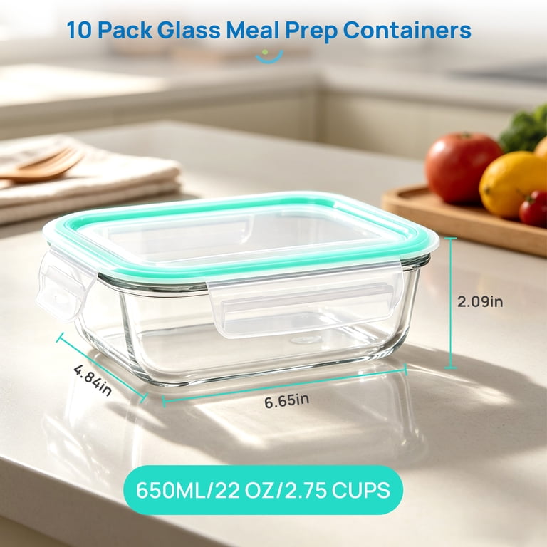 Sindcom 10-Pack Glass Meal Prep Containers, 22oz photo 4