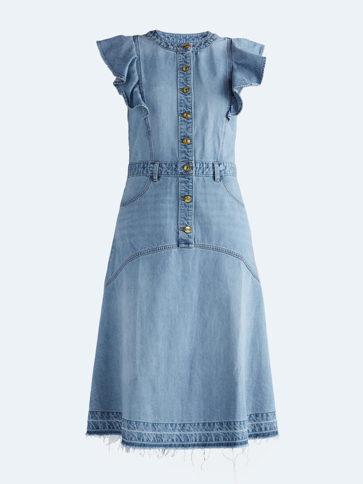 Scoop Women's Midi Dress with Flutter Sleeves, Sizes XS-XXL