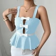 thumbnail image 2 of Wo-Fusoul Débardeur Sans Manches pour Femmes avec Nœud Contrasté, Débardeur à Col Rond pour Femmes, Blouse Confortable et Extensible pour Usage Quotidien et Maison, 2 of 3
