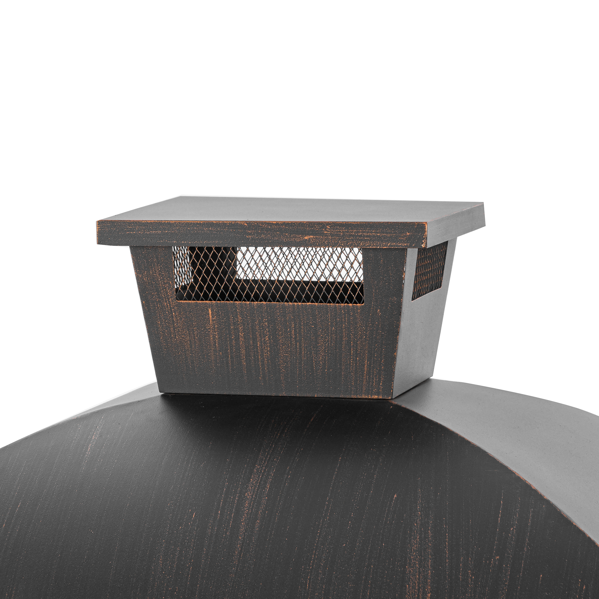MistMo Metal Fire Pit, Outdoor Wood Bunring Fireplace with Grill for Backyard, Antique Bronze