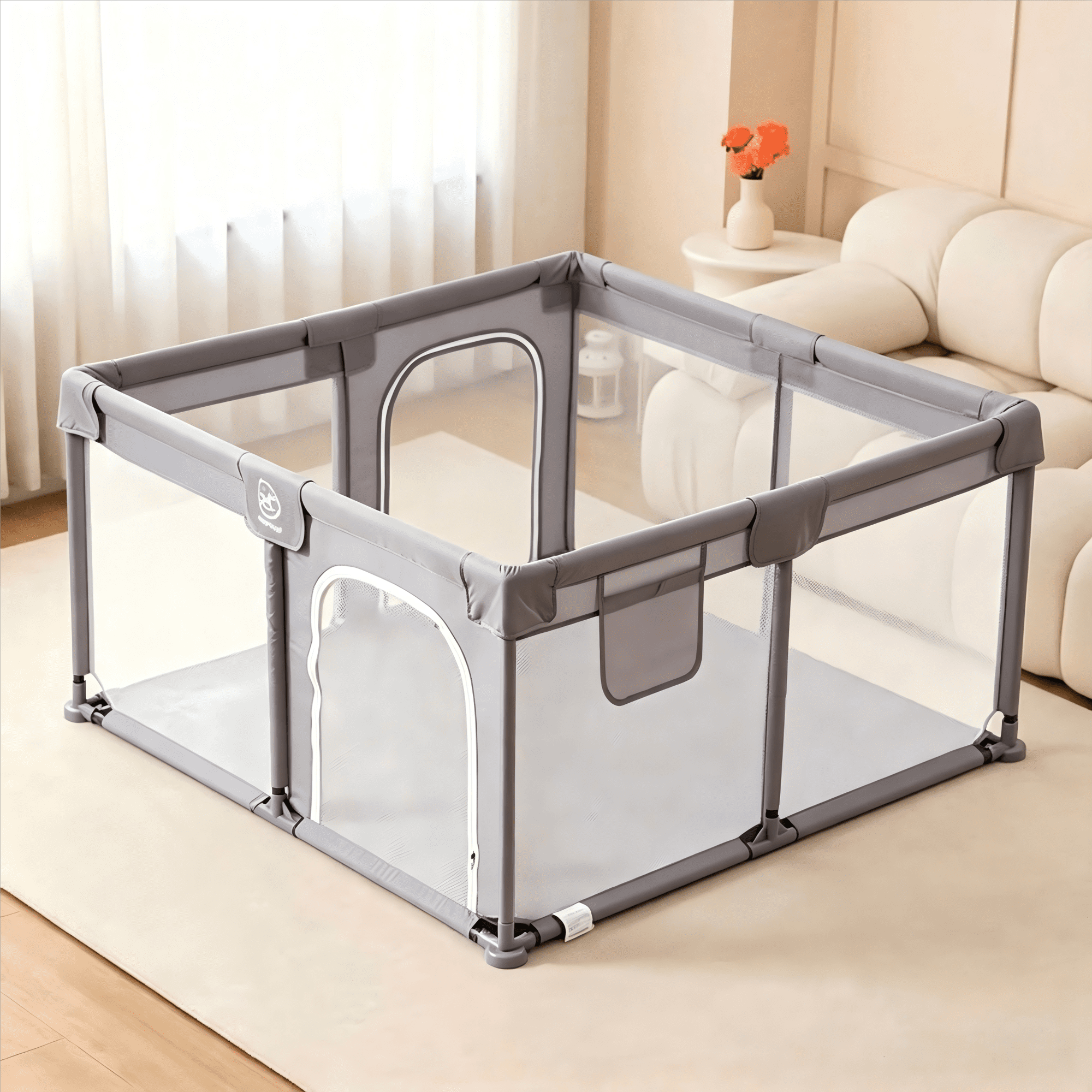 Joypony Extra-Large Baby Playpen, 50 x 50 x 27 in, Activity Play Yard for Baby, Breathable Mesh