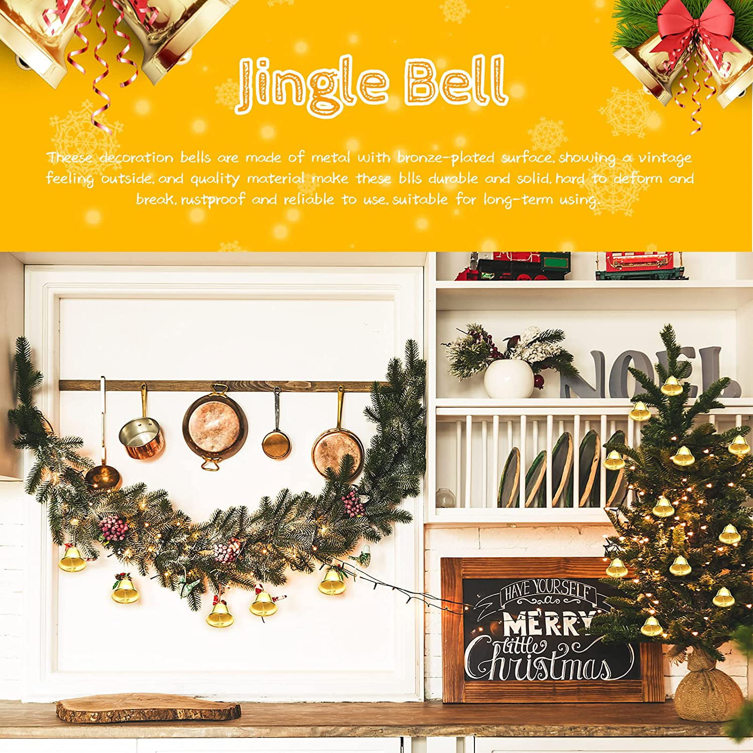 Visland Small Bells Jingle Bells Vintage Bells for Hanging Christmas Wind Chimes Making Dog Training Doorbell Wedding Decor, 10pcs, Silver