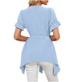 thumbnail image 4 of Blouses et Hauts pour Femmes Mode Femmes Couleur Unie Confortable Blouse Décontractée Sans Manches Col en V Bandage, 4 of 9