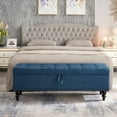 thumbnail image 2 of 59" Blue Fabric Bed Bench With Storage. Multifunctional For Home. Contemporary Style Button Tufting, Construction. Easy To Install Storage In Bedroom, Living Room, Hallway. Design Tufting. Strong, 2 of 5