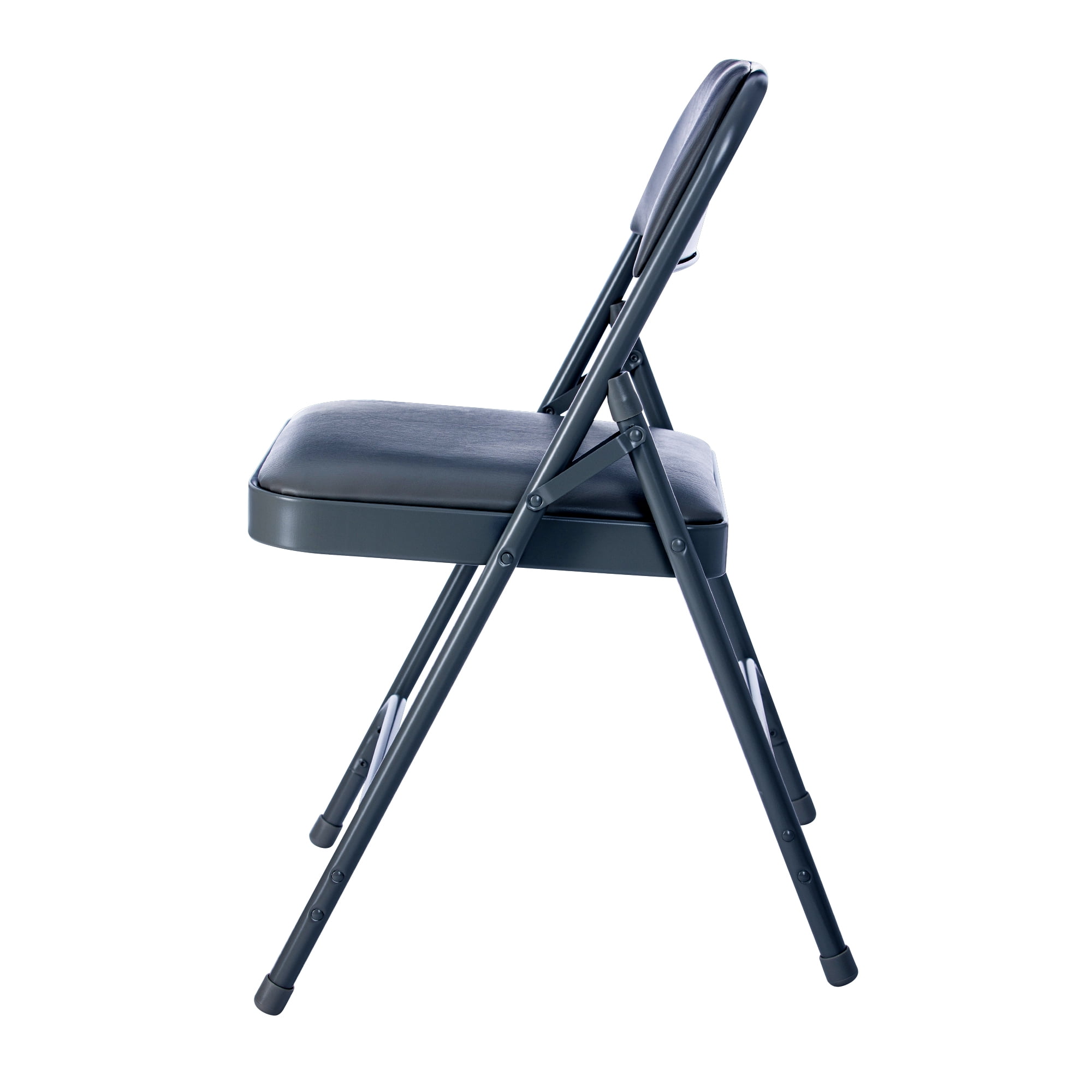 Hampden Furnishings Bernadine Collection Vinyl Folding Chair, Midnight Blue, Pack of 4